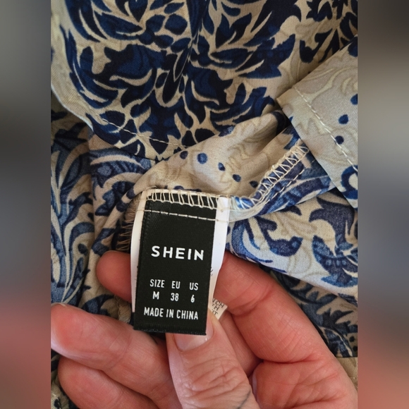 SHEIN | Blue and Cream Lace Midi Dress, Size M (Made Small) - Picture 4 of 7